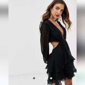 ASOS DESIGN mini dress with long sleeve and circle trim